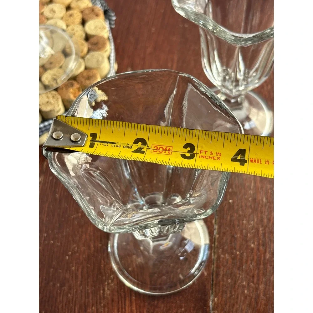 Vintage Clear‎ Glass Ice Cream Sundae Tulip Cups Scalloped Rim Footed Set of 4